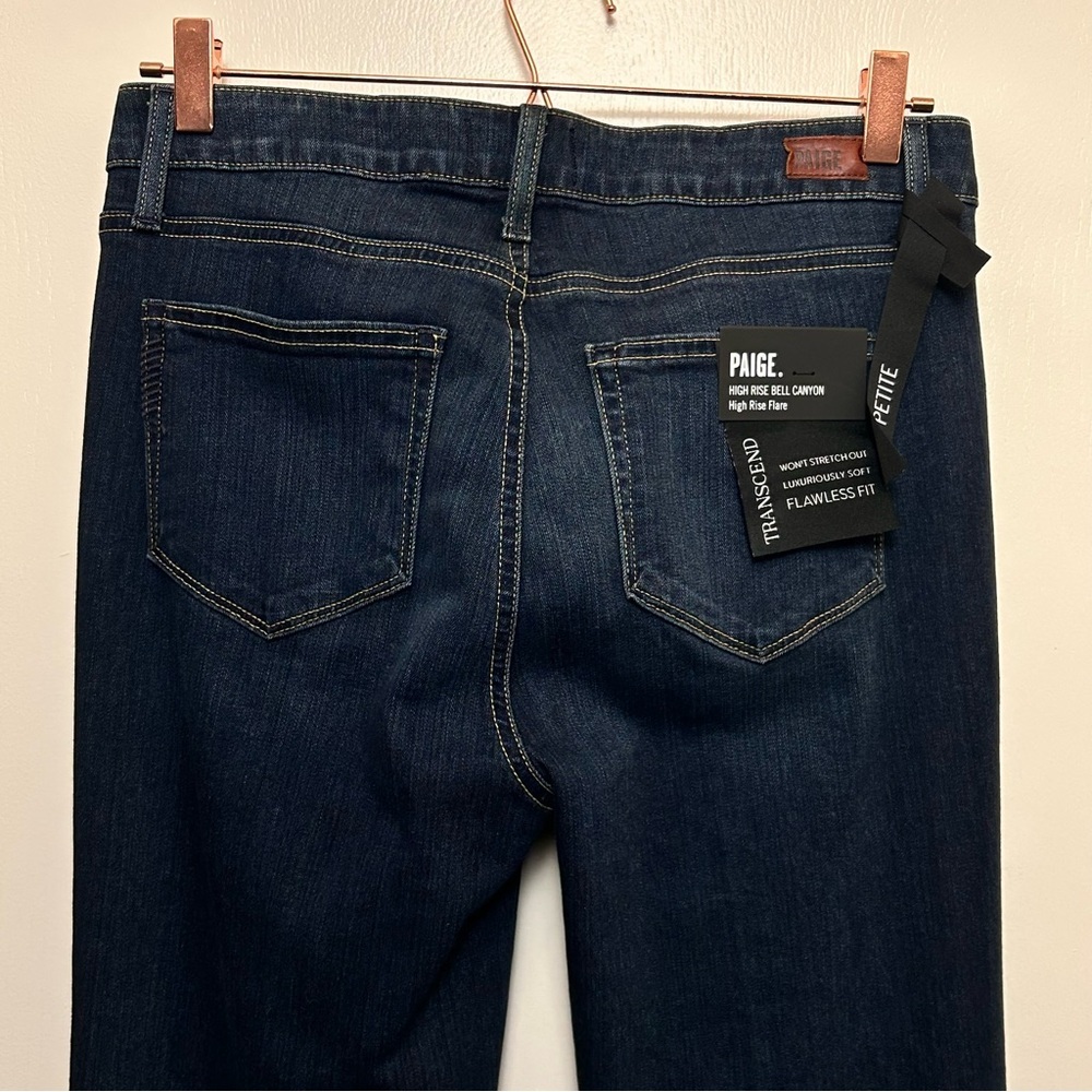 PAIGE Bell Canyon High Rise Flare Jeans Dark Wash Petite 29 NWT - Picture 4 of 8